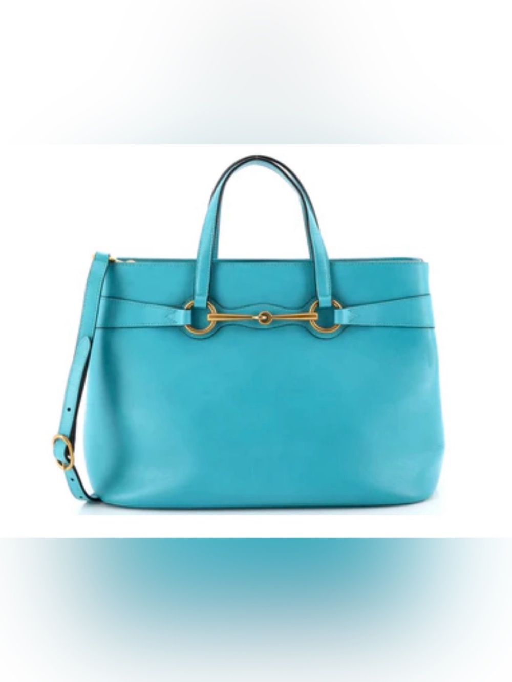 Gucci Turquoise Leather Bright Bit Top Handle Tote Bag